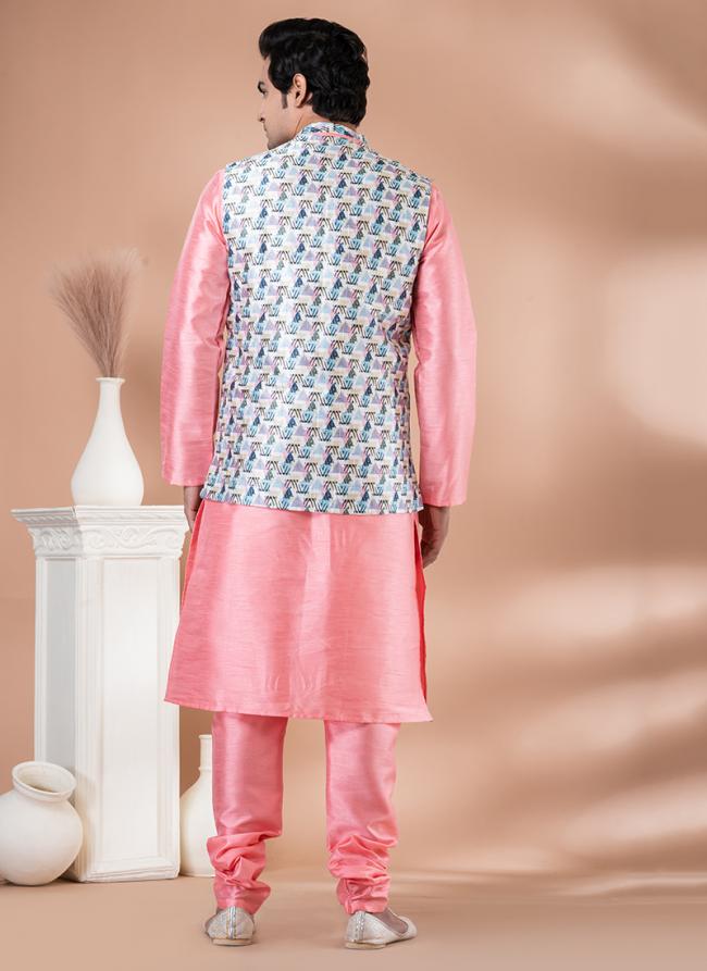 Light pink kurta pajama with jacket best sale